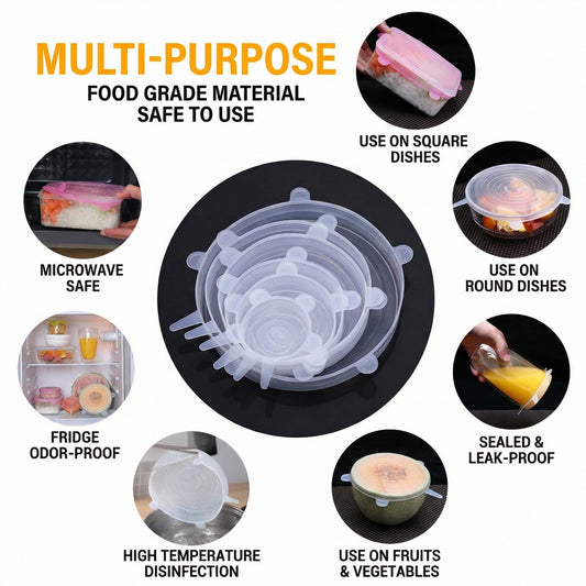 DailyWow™ Universal Silicone Stretch Lids - Leak-Proof & Reusable (Set of 6)