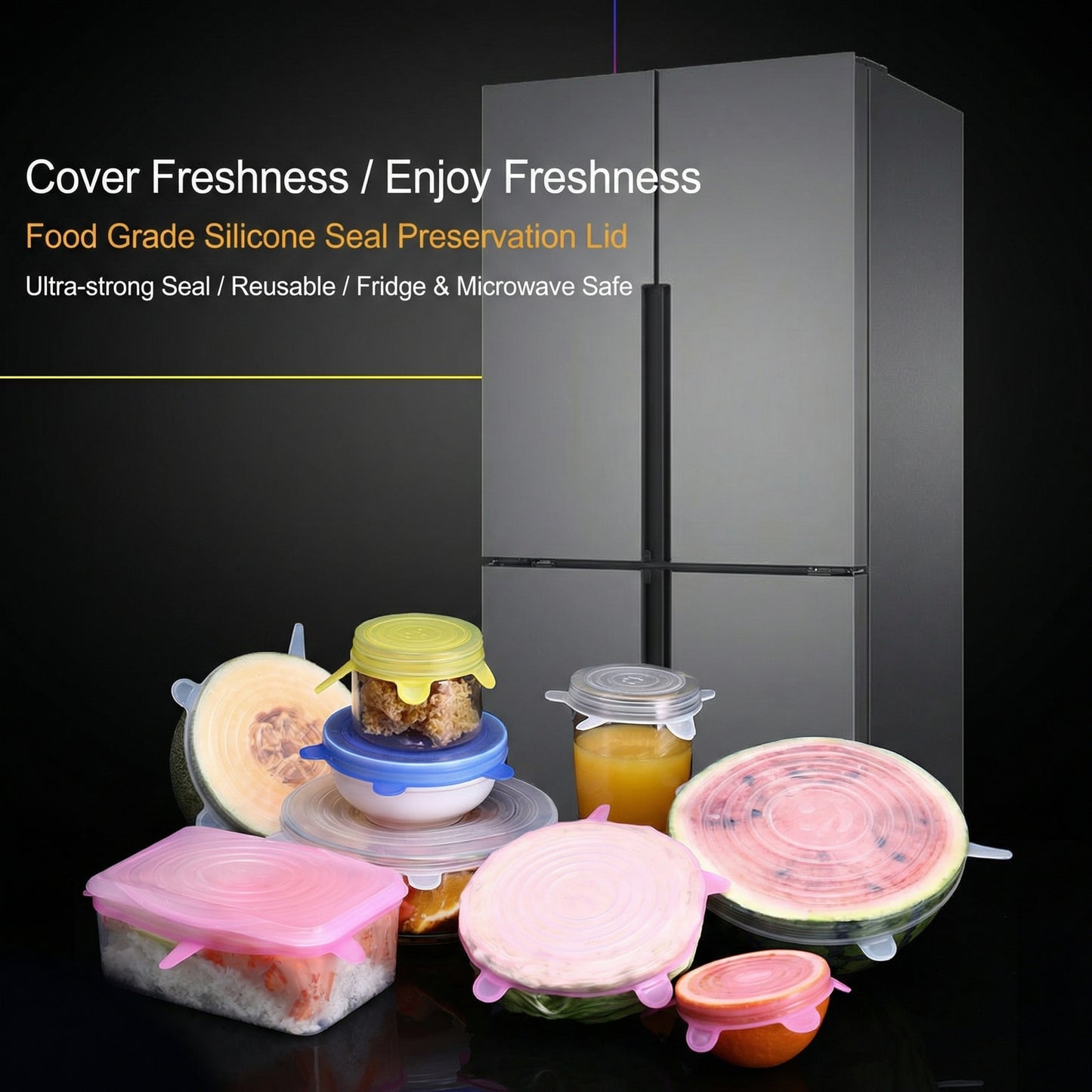 DailyWow™ Universal Silicone Stretch Lids - Leak-Proof & Reusable (Set of 6)