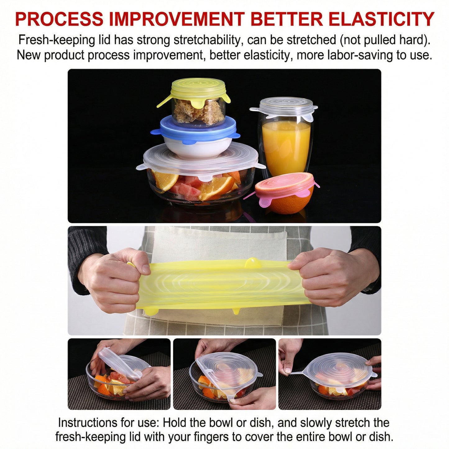 DailyWow™ Universal Silicone Stretch Lids - Leak-Proof & Reusable (Set of 6)