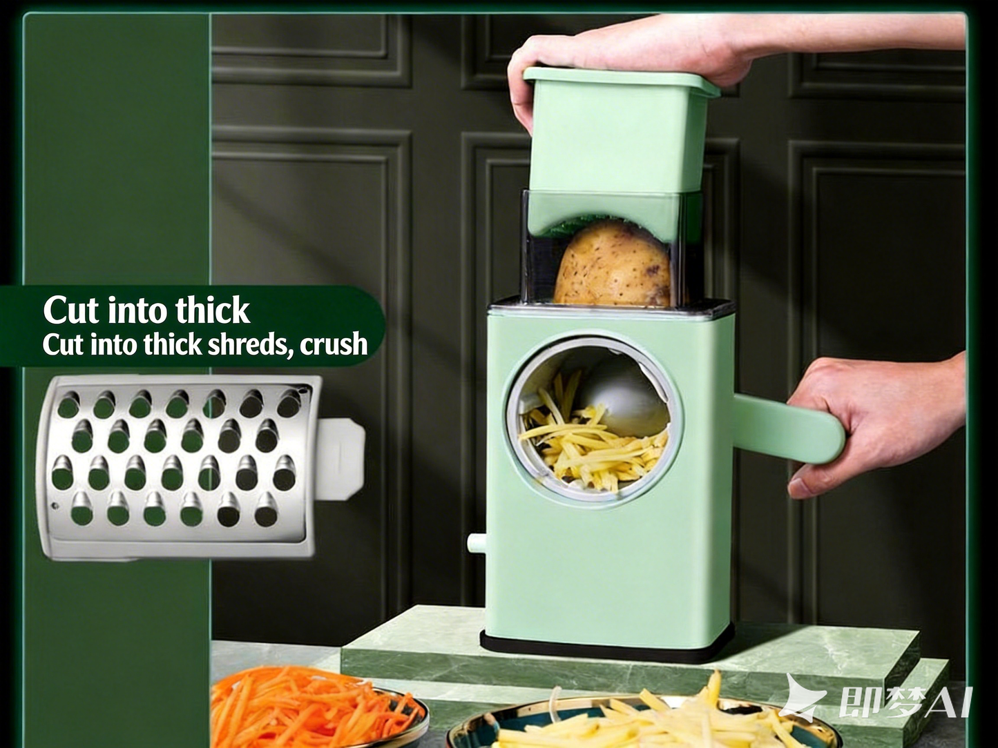 DailyWow™ 3-in-1 Professional Rotary Cheese Grater & Vegetable Slicer