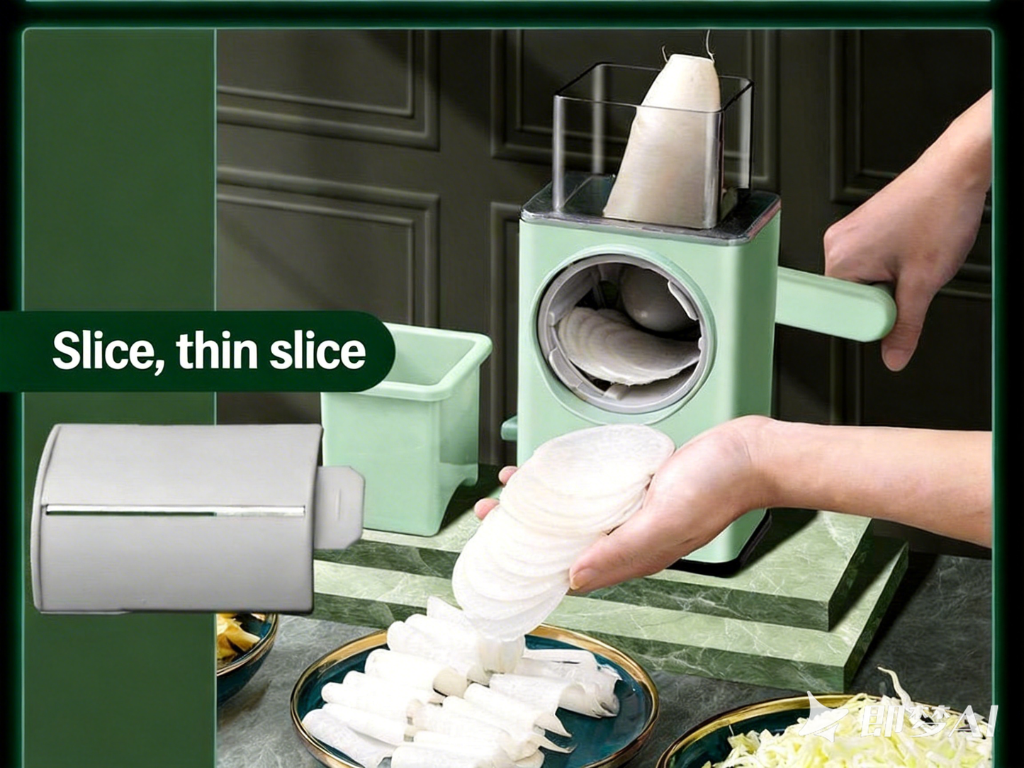 DailyWow™ 3-in-1 Professional Rotary Cheese Grater & Vegetable Slicer