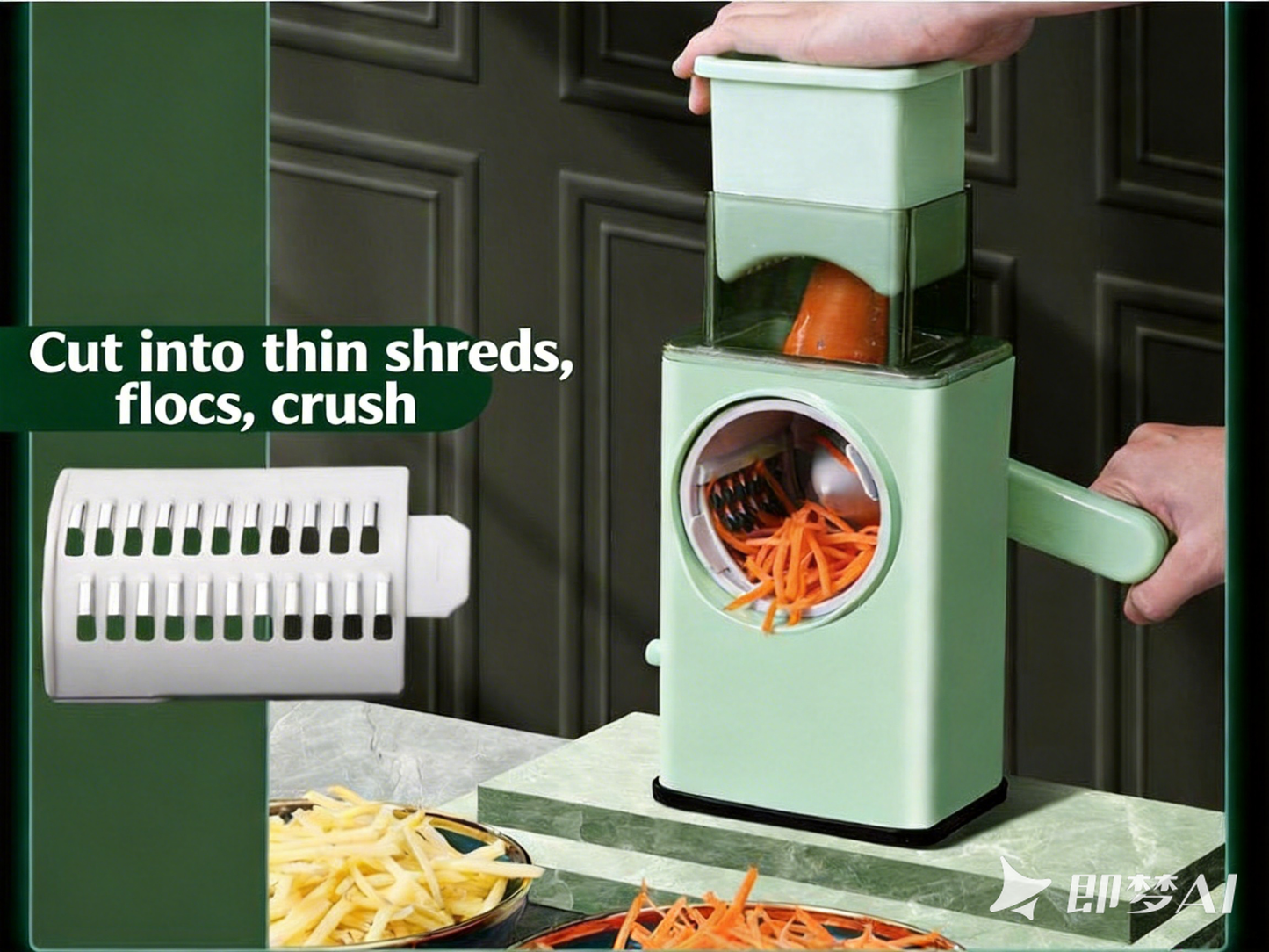 DailyWow™ 3-in-1 Professional Rotary Cheese Grater & Vegetable Slicer